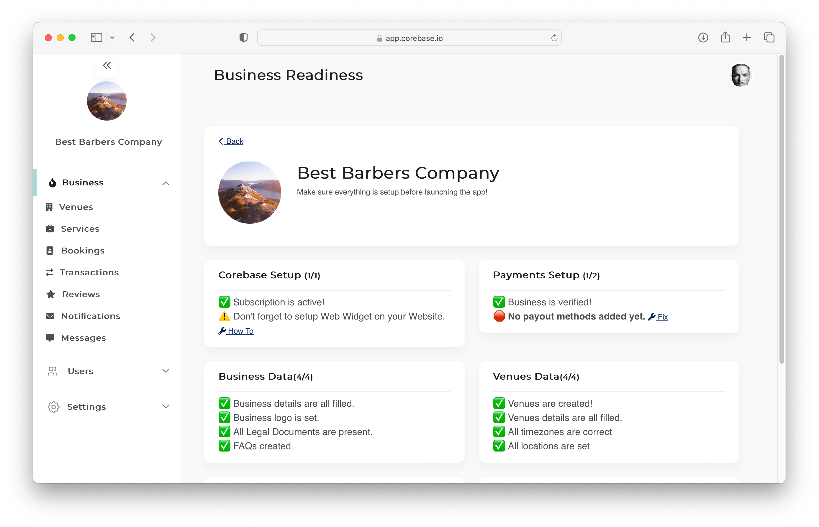 Corebase mobile apps