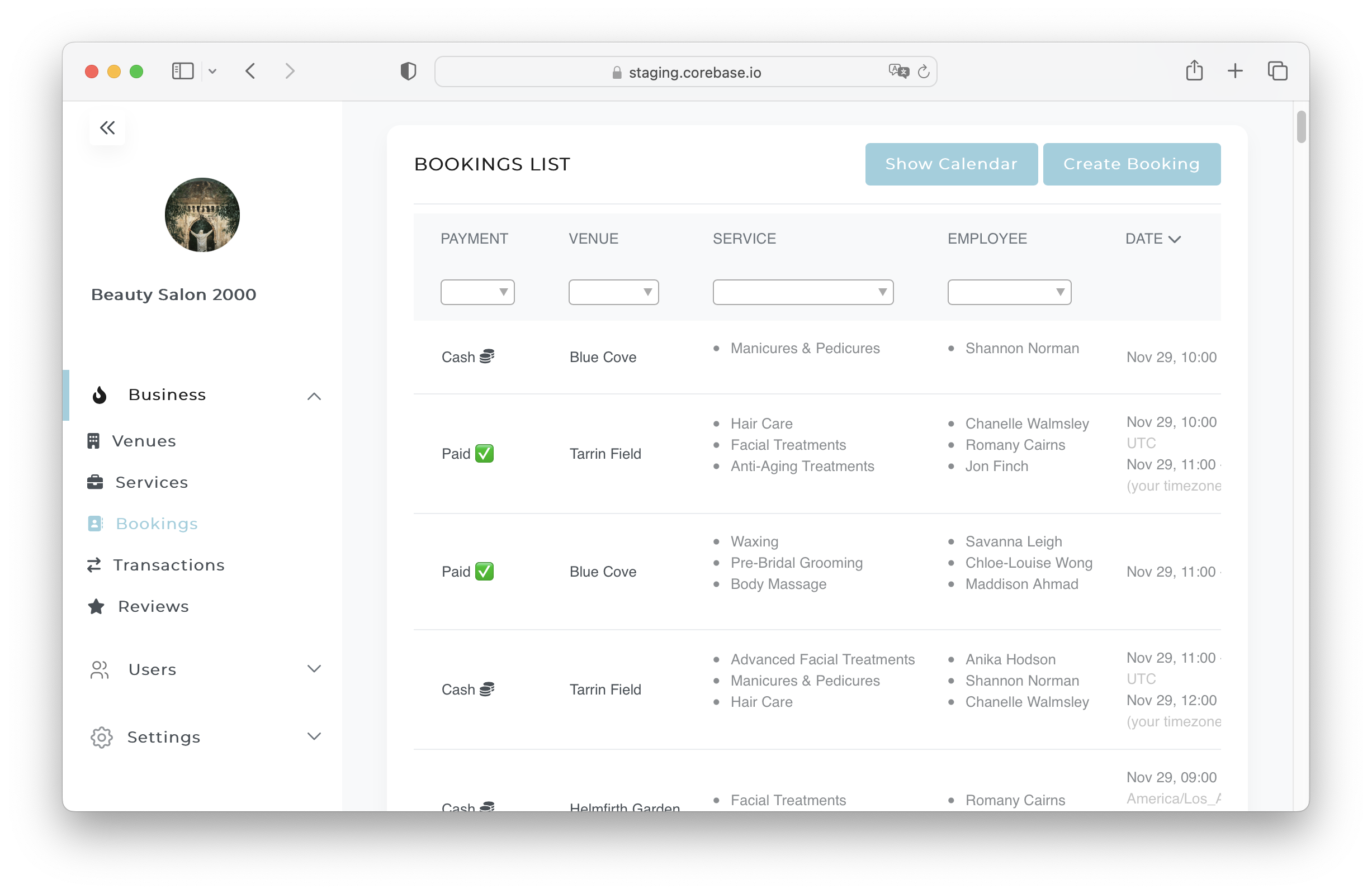 Demo Dashboard Screenshot